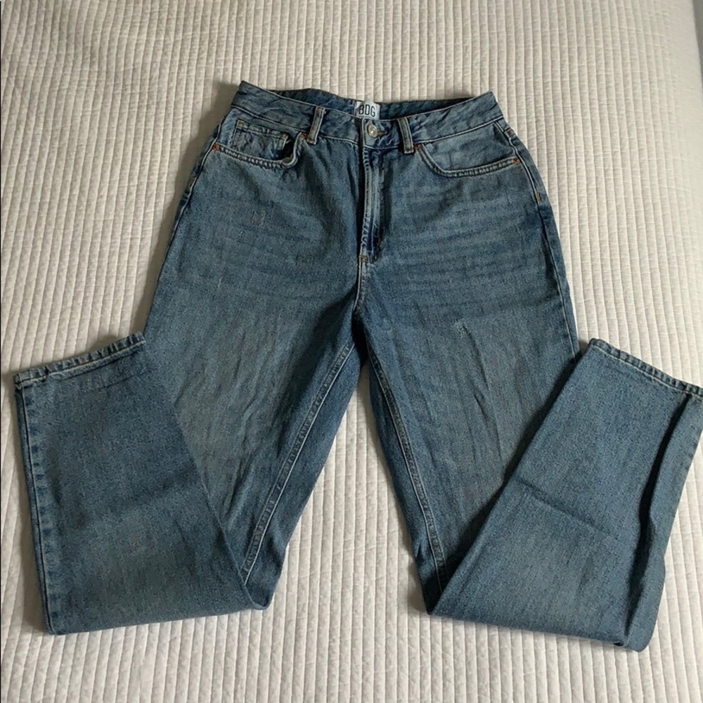 Urban Outfitters High-Rise Straight Leg Blue Denim Jeans